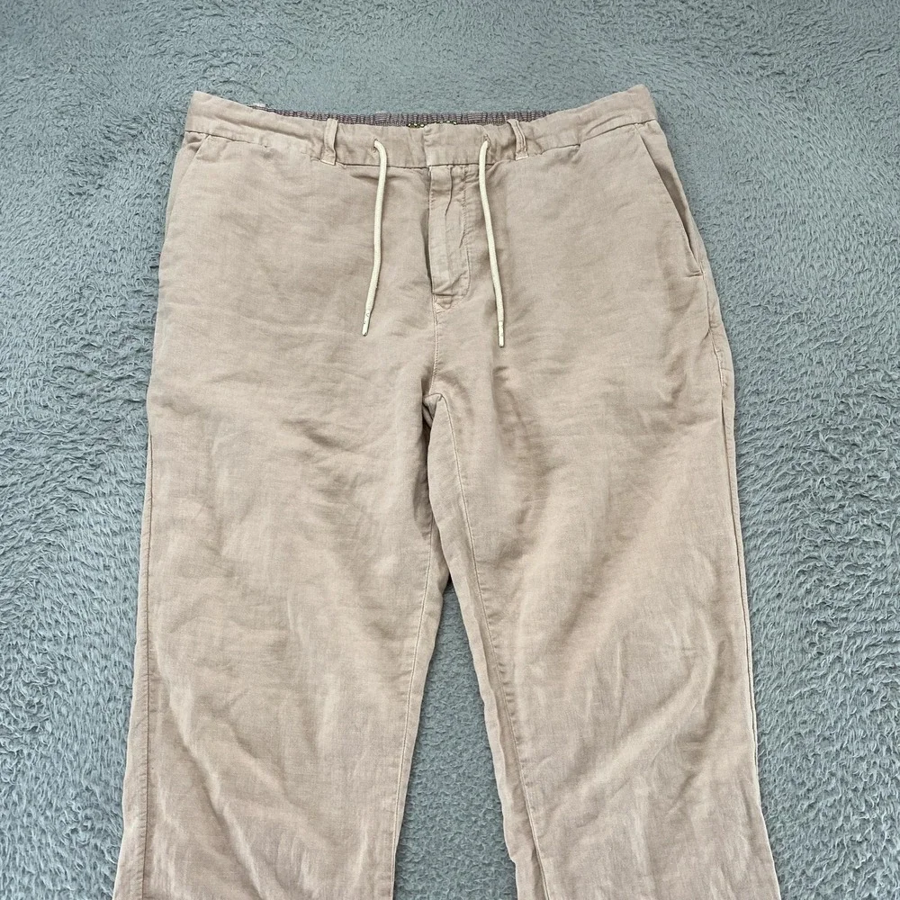 Scotch & Soda Warren Pants Mens 34x30 Beige Linen Blend Elastic Waist Chino